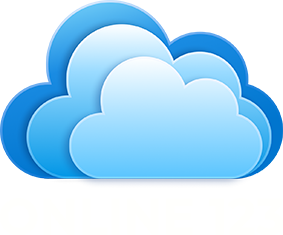 cute icon of a cloud with 3 colors in blue